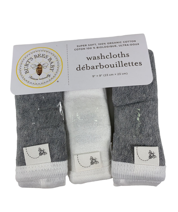 Burt's Bees Baby Washcloths, 6 Pack, White and Grey