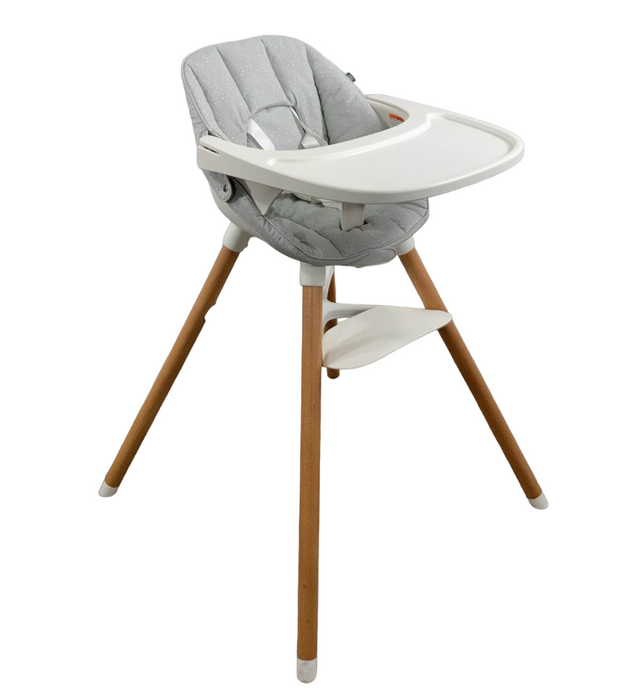 Lalo High Chair with Infant Kit, Coconut, Grey Multi, Natural Wood