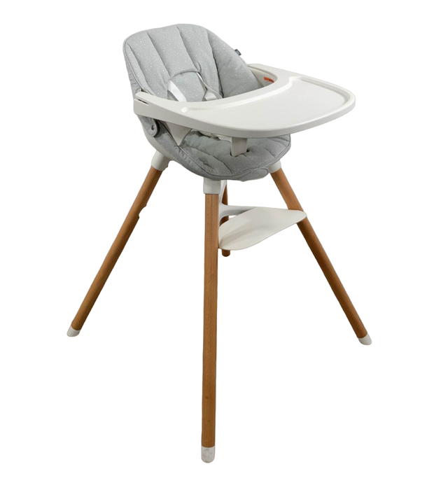 Lalo High Chair with Infant Kit, Coconut, Grey Multi, Natural Wood