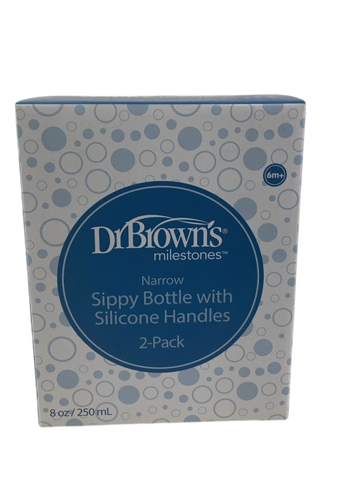 Shop Dr. Brown's Milestones Sippy Spout Bottle with Silicone Handles, 8oz, 2 Pack, Narrow-Neck, Black/Ecru at GoodBuy Gear