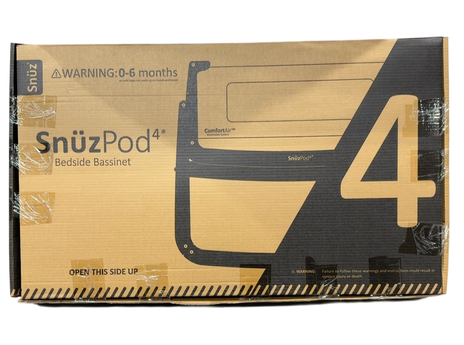 SnuzPod4 bedside bassinet packaging on a white background
