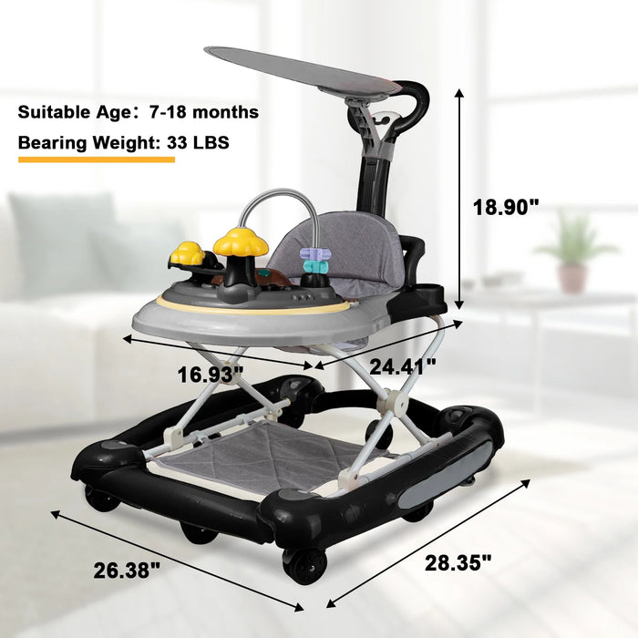 EONROACOO 4 in 1 Baby Walker, Black