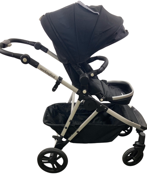 Shop Mockingbird Single to Double 2.0 Stroller, 2024, Black, Silver With Black Leather, Windowpane at GoodBuy Gear