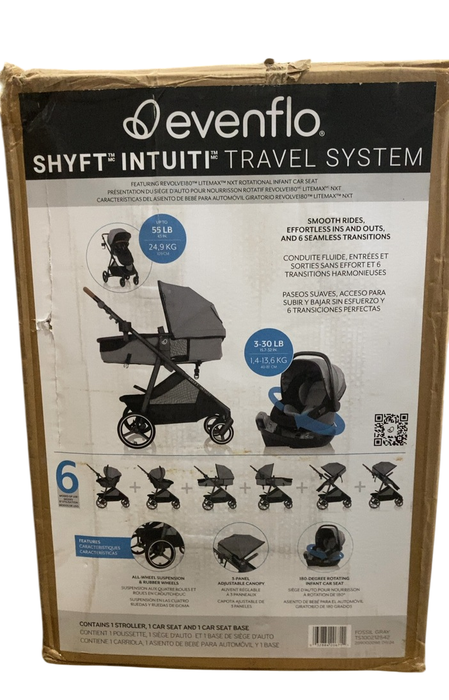 Shop Evenflo Shyft Intuiti Travel System with Revolve180 LiteMax NXT Rotational Infant Car Seat, 2024, Fossil Gray, Base Model at GoodBuy Gear