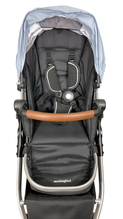Shop Mockingbird Single to Double 2.0 Stroller, 2024, Silver With Penny Leather, Sky, Watercolor Drops at GoodBuy Gear