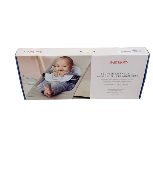 Shop BabyBjorn Bouncer Balance Soft, Light Gray Frame, Silver White Mesh at GoodBuy Gear