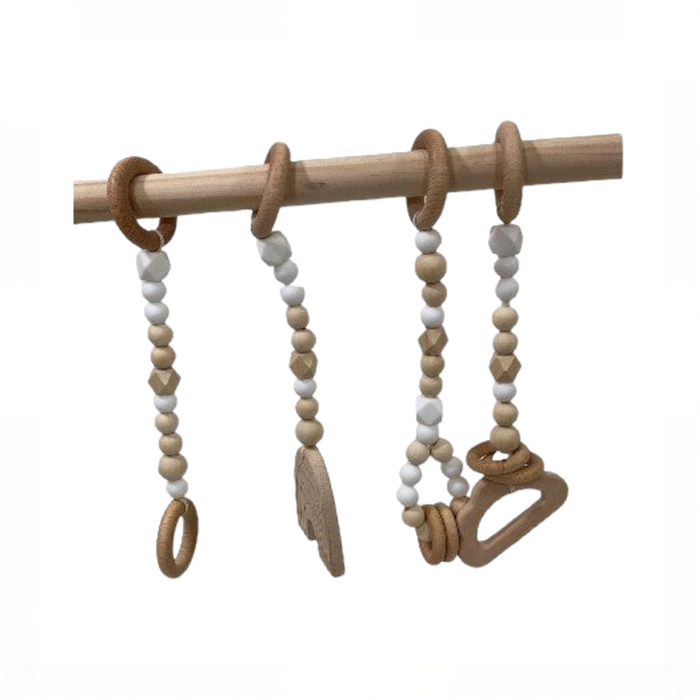 Shop Poppyseed Play Wooden Baby Gym, Natural Wood w/ White Toys at GoodBuy Gear