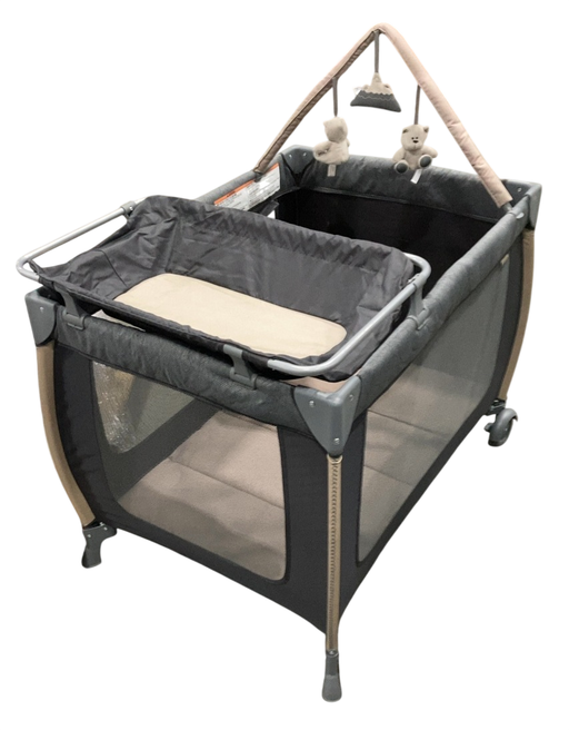 Shop Monbebe Play Yard with Full-Size Rocking Bassinet, Castle Point at GoodBuy Gear