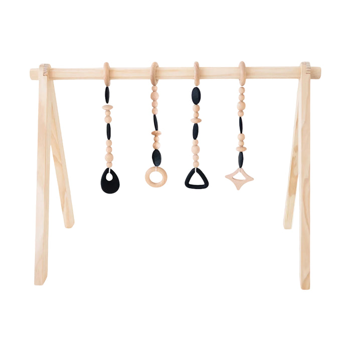 Shop Poppyseed Play Wooden Baby Gym, Natural Wood w/ Black Toys at GoodBuy Gear