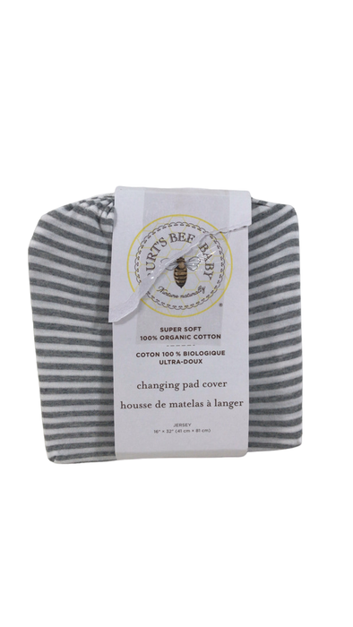 Shop Burt's Bees Baby Changing Pad Cover, Organic Cotton Jersey, Heather Grey Stripe at GoodBuy Gear