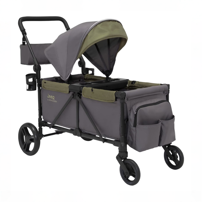 Shop Delta Children Jeep Sport All-Terrain Stroller Wagon, Grey with Olive Green at GoodBuy Gear