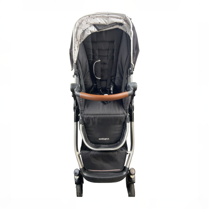 Shop DRAFT - Mockingbird Single to Double Stroller, 2020, Black, Silver with Brown Leather, Watercolor Drops at GoodBuy Gear