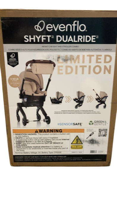 Shop Evenflo Gold Shyft Dual Ride Infant Car Seat Stroller Combo, Champagne, 2024, with Green/Gentle Fabric at GoodBuy Gear