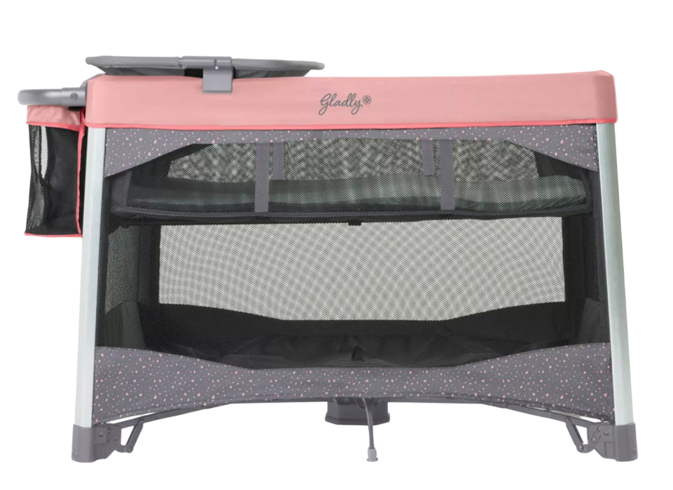Shop Gladly Family Merritt Travel Crib and Playard, Crystal Pink at GoodBuy Gear