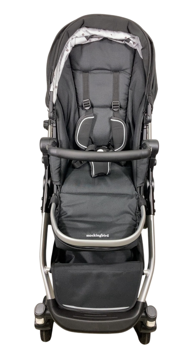 Shop Mockingbird Single to Double 2.0 Stroller, 2024, Black, Silver With Black Leather, Watercolor Drops at GoodBuy Gear