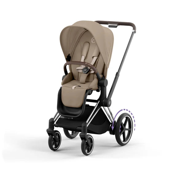 Cybex e-Priam2 Stroller, Chrome With Black Details, 2024, Cozy Beige