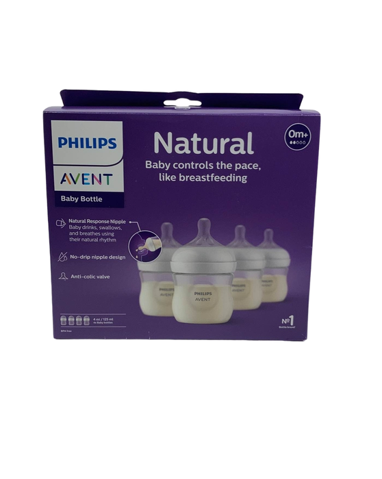 used Philips Avent Natural Baby Bottles, 4oz, 4-Pack, Clear