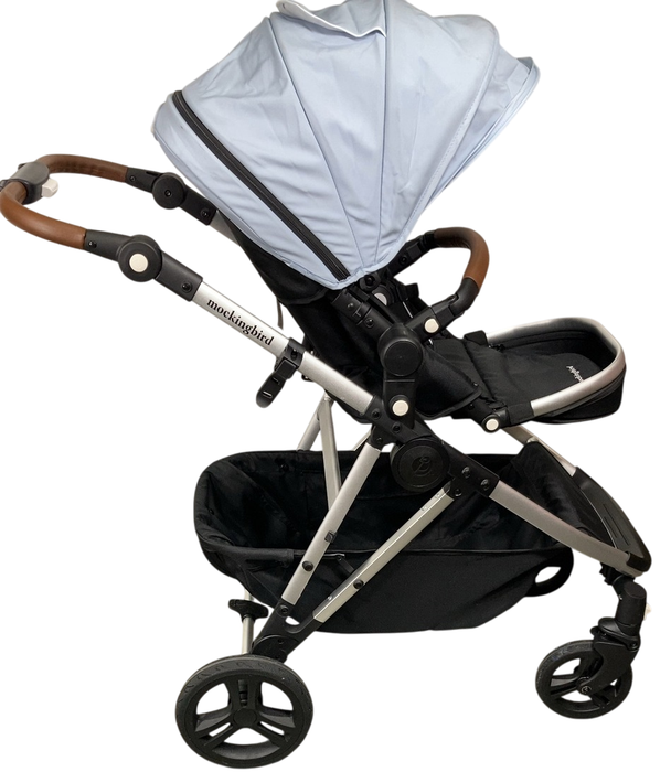 Shop Mockingbird Single to Double 2.0 Stroller, 2024, Silver With Penny Leather, Sky, Watercolor Drops at GoodBuy Gear