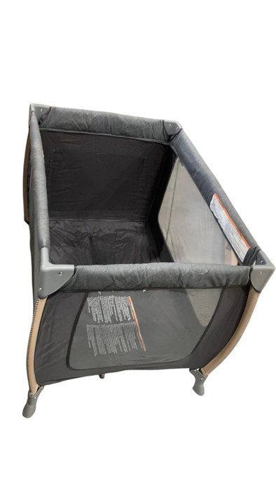 Shop Monbebe Flex Portable Playard, Deluxe, Grey Pinstripe at GoodBuy Gear
