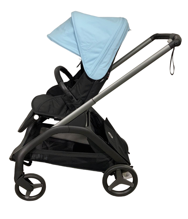 secondhand Bugaboo Dragonfly Bassinet and Seat Stroller, Graphite, Midnight Black, Skyline Blue, 2023