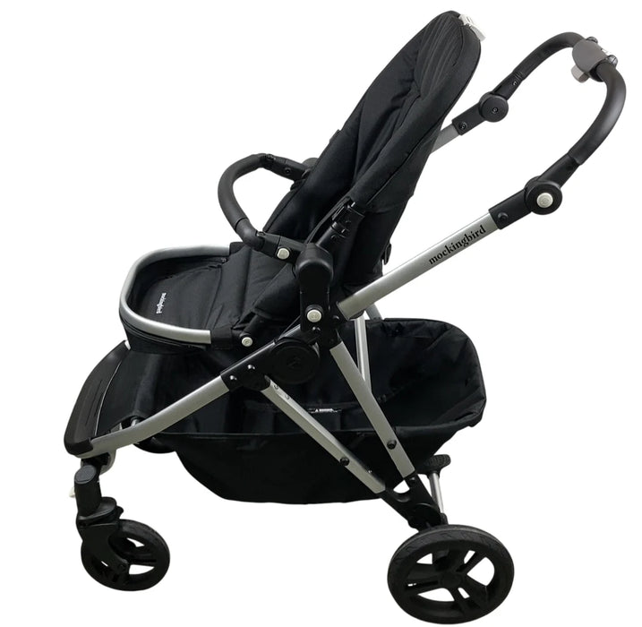 Mockingbird Single to Double 2.0 Stroller, 2025, No Canopy, No Canopy, Silver With Black Leather