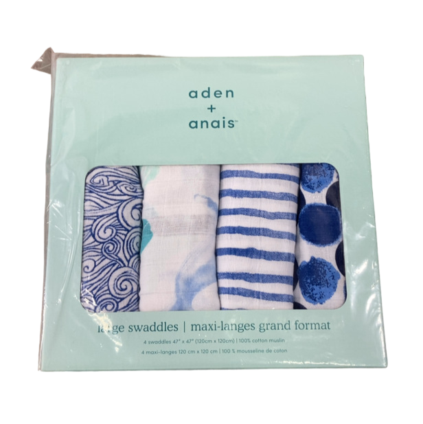 Shop Aden + Anais Cotton Muslin Swaddle, 4 Pack, Seafaring, Cotton Muslin, 47" x 47" at GoodBuy Gear