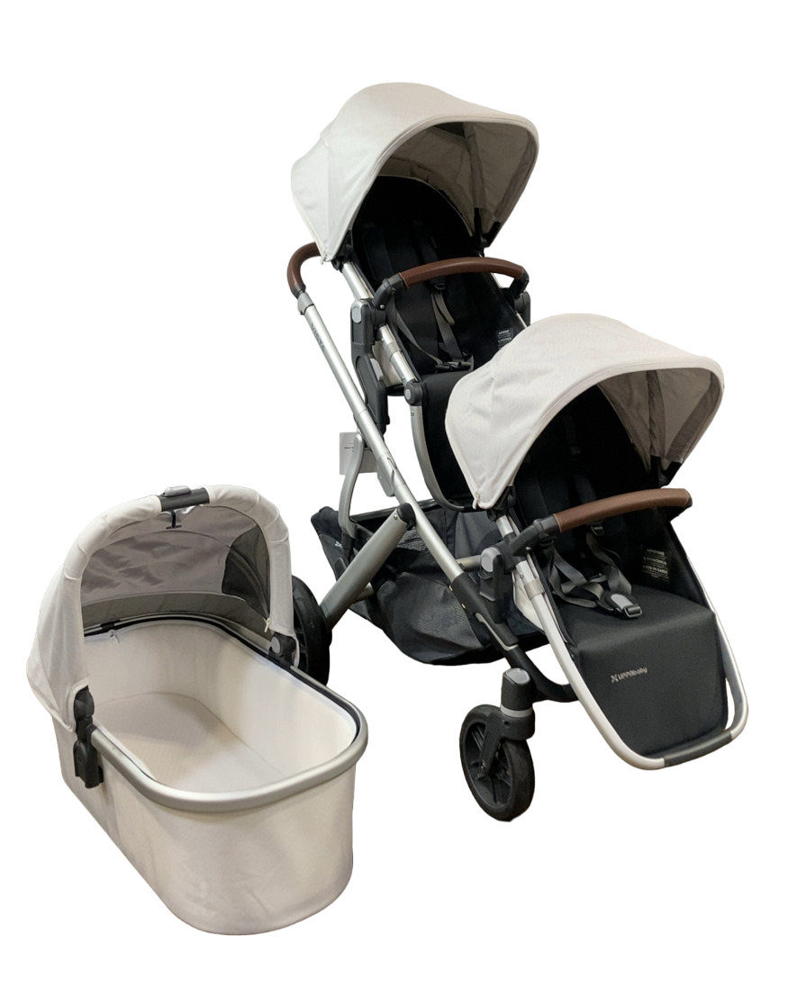 uppababy vista 2018 double configurations UPPAbaby VISTA V2 Double Stroller, 2019, Bryce (White Marl)