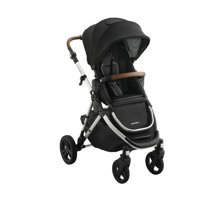 Mockingbird Single 3.0 Stroller, 2025, Black Windowpane, Silver with Penny Leather