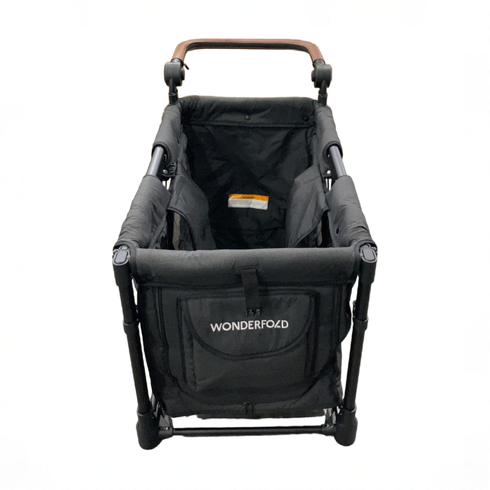 Shop Wonderfold W2 Luxe Multifunctional Double Stroller Wagon, 2025, Black Frame with Brown Handlebar, Volcanic Black Fabric at GoodBuy Gear