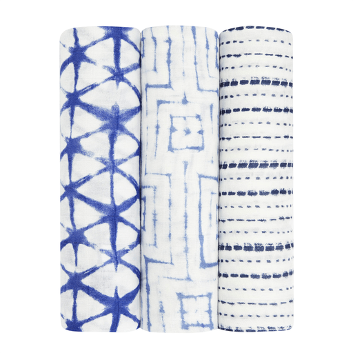 Shop Aden + Anais Silky Soft Swaddles, 3 Pack, Indigo Shibori at GoodBuy Gear