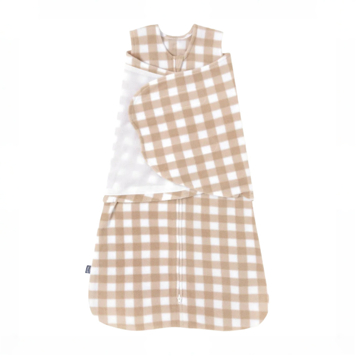 Shop Halo Micro-Fleece Swaddle, Gingham Tan, Newborn at GoodBuy Gear