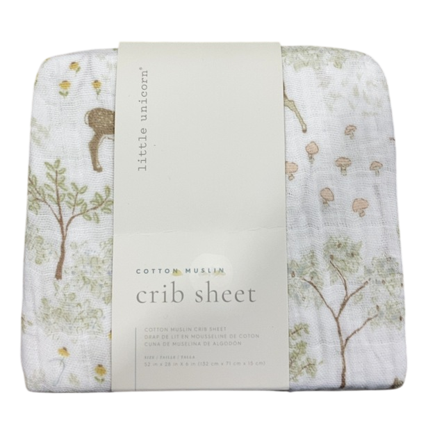 Shop Little Unicorn Cotton Muslin Fitted Crib Sheet, Woodlnd friends at GoodBuy Gear