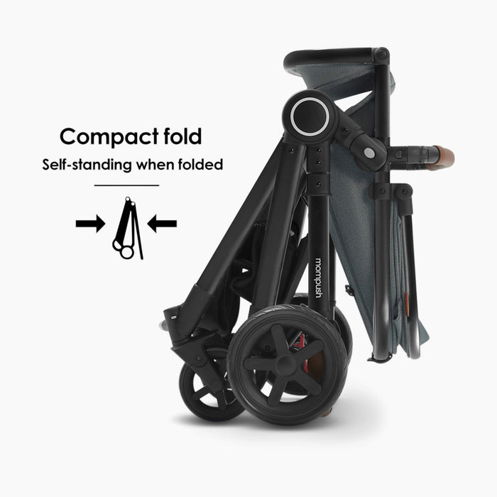 Mompush Ultimate 2 Baby Stroller with Bassinet, 2024, Black with Black Frame