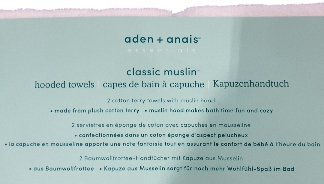 Shop Aden + Anais Essentials Cotton Muslin Hooded Towel, 2 Pack, Farm To Table at GoodBuy Gear
