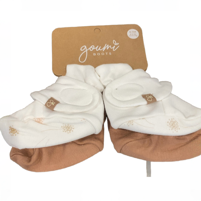 Shop DRAFT - Goumikids Stay On Baby Boots, 0-3 Months, White And Brown at GoodBuy Gear