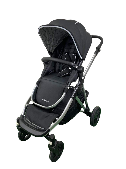 secondhand Mockingbird Single to Double Stroller, 2023, Silver with Black Leather, Windowpane, Black