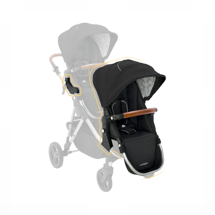 Shop Mockingbird 2nd Seat Kit with Extendable Canopy, Black, Silver With Penny Leather, Windowpane at GoodBuy Gear