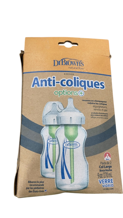 Shop Dr. Brown's Options+ Anti Colic Wide Neck Glass Bottles 2-Pack, 9 oz/270 ml at GoodBuy Gear