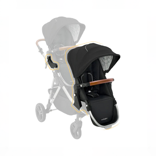 Shop Mockingbird 2nd Seat Kit with Extendable Canopy, Black, Silver With Penny Leather, Windowpane at GoodBuy Gear
