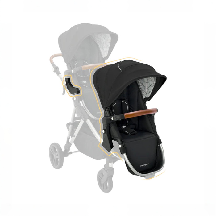 Shop Mockingbird 2nd Seat Kit with Extendable Canopy, Black, Silver With Penny Leather, Windowpane at GoodBuy Gear