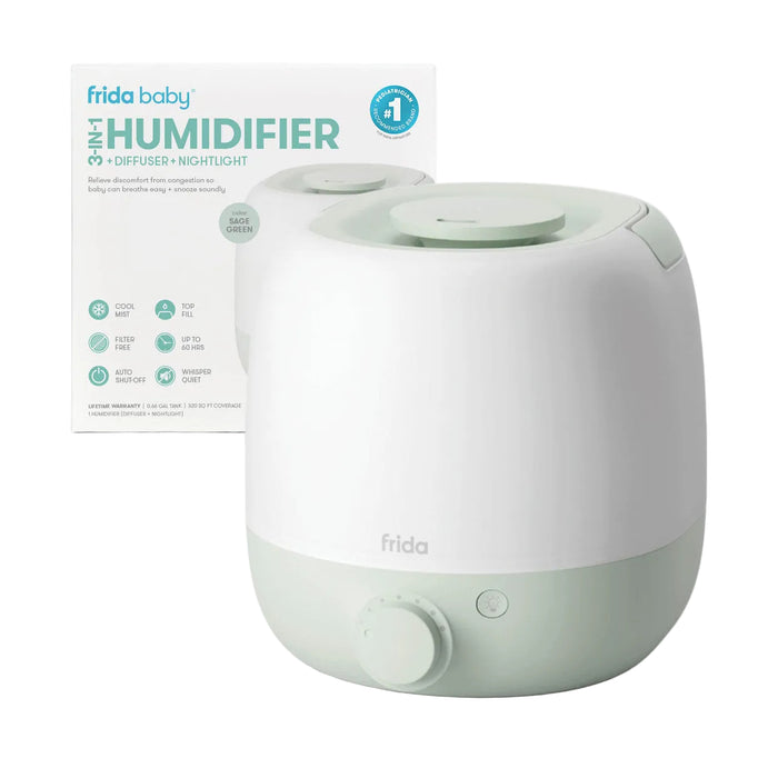 FridaBaby 3-in-1 Humidifier With Diffuser And Nightlight, Sage Green, Updated Model