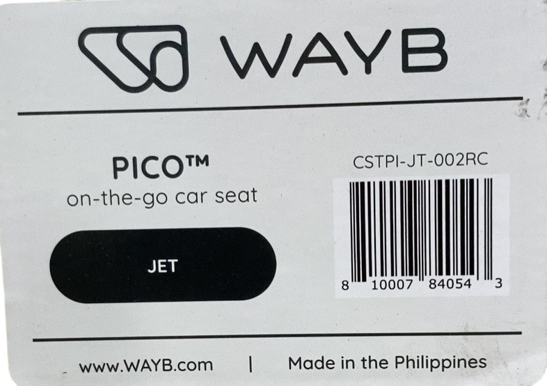 Shop WAYB Pico Portable Car Seat, 2021, Jet at GoodBuy Gear