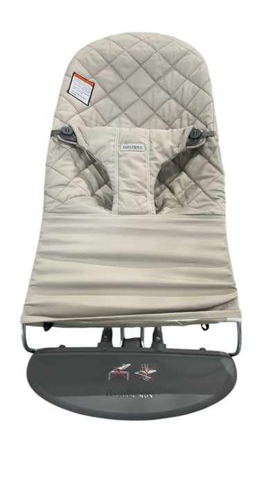 Shop BabyBjorn Bouncer Bliss, Black Frame, Sand Gray Cotton Classic Quilt at GoodBuy Gear