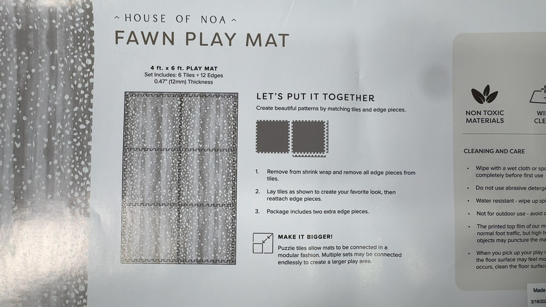 Shop House Of Noa Little Nomad Play Mat, 4x6', Fawn, Silver at GoodBuy Gear