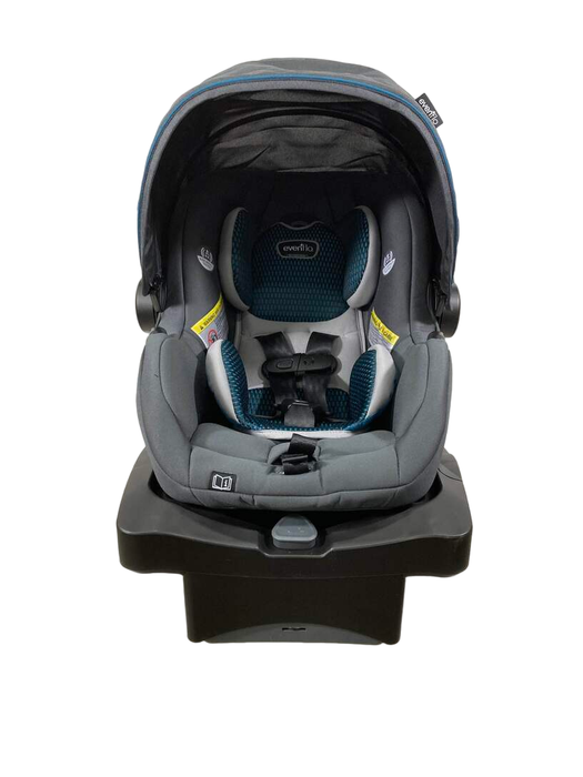 secondhand Evenflo LiteMax DLX Infant Car Seat with SafeZone Load Leg Base, Sawyer, 2023