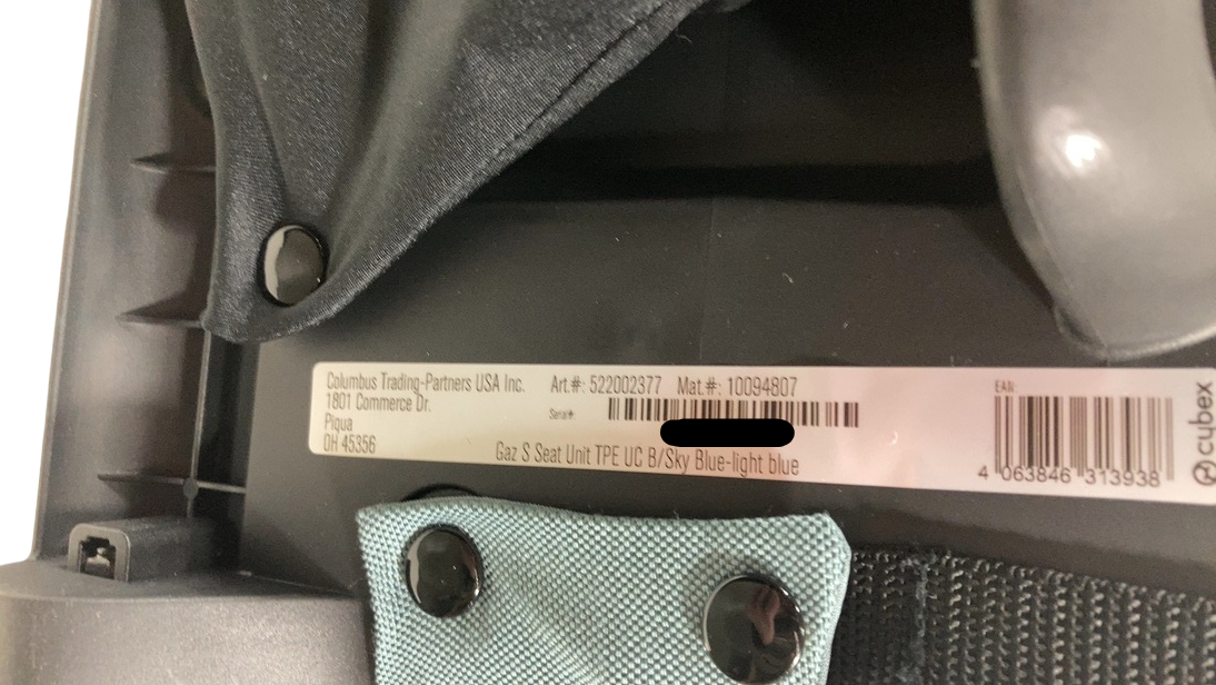 Shop Cybex Gazelle S Seat Unit, Sky Blue, Black Frame at GoodBuy Gear