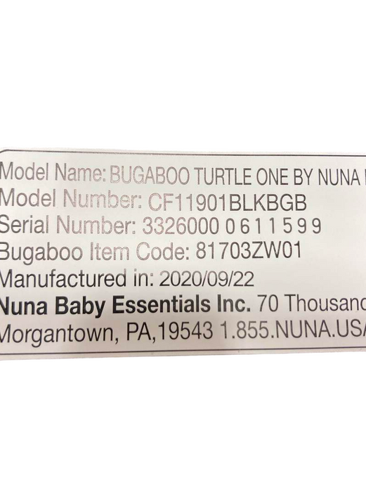 used Bugaboo Turtle One By Nuna Infant Car Seat, Black, 2020