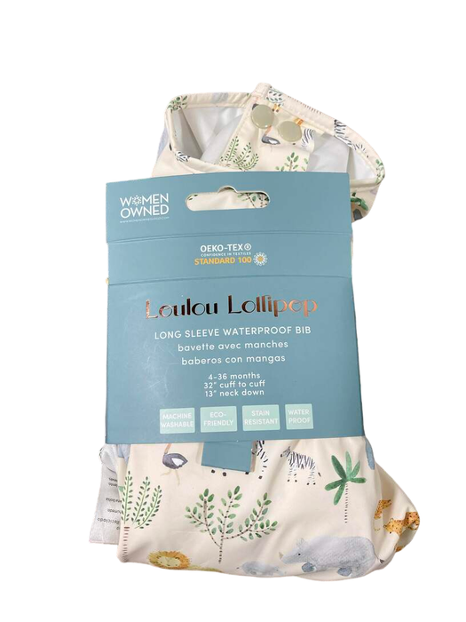 Shop Loulou Lollipop Long Sleeve Waterproof Bib, Safari Jungle at GoodBuy Gear
