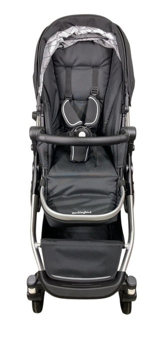 Shop Mockingbird Single to Double 2.0 Stroller, Black, Windowpane, Silver With Black Leather, 2025 at GoodBuy Gear