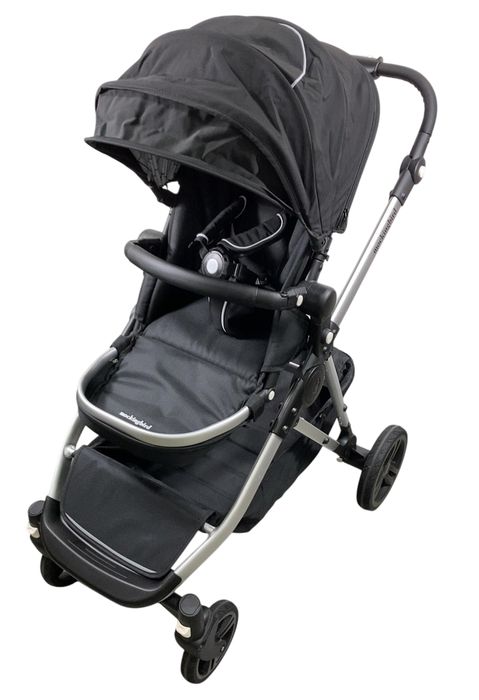 Shop Mockingbird Single to Double 2.0 Stroller, 2024, Black, Silver With Black Leather, Windowpane at GoodBuy Gear